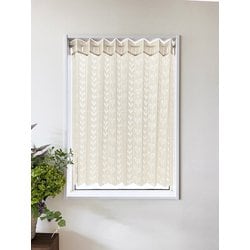 ぱたぱたアコーディオンカーテン リーフ柄 幅150cm×丈100cm アイボリー 日本製 27001