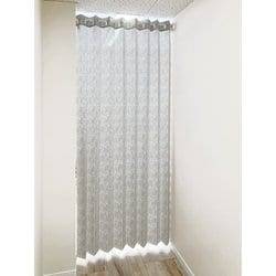 ぱたぱたアコーディオンカーテン アラベスク柄 幅150cm×丈250cm グレージュ 日本製 30052