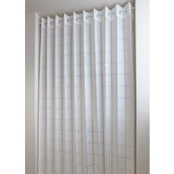 防炎アコーディオンカーテン ドット柄 幅150cm×丈220cm ホワイト 日本製 31148