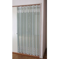 アコーディオンカーテン 二段カット 幅150cm×丈173cm グリーン 日本製 5752