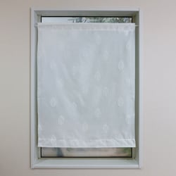 小窓パイルレースカーテン 葉っぱ柄 幅70cm×丈90cm ホワイト 日本製 31079