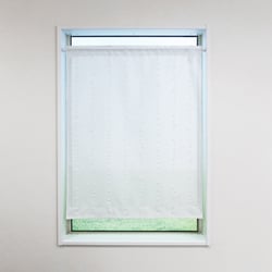 小窓パイルレースカーテン 水玉ドット柄 幅70cm×丈90cm ホワイト 日本製 31208