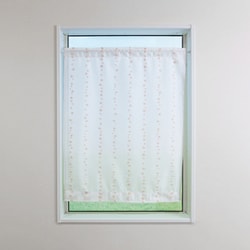 小窓パイルレースカーテン 水玉ドット柄 幅70cm×丈90cm ピンク 日本製 31208