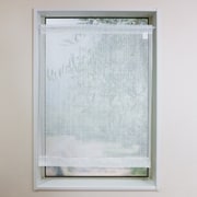 22168 [小窓レースカーテン ランダムストライプ柄 幅70cm×丈90cm ホワイト 日本製]