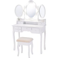 ドレッサー ドレッサー：幅90×奥行42×高さ144cm/スツール：幅37×奥行28×高さ45cm MD-6729WH