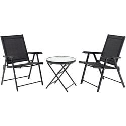 テーブルチェアセット テーブル：幅φ51×高さ50.5cm/チェア：幅60×奥行67×高さ87×座面高44cm LGS-4682S-BK