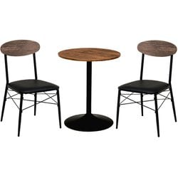 テーブル＆チェア3点セット テーブル：Φ60×高さ70cm/チェア：幅45×奥行50×高さ76×座面高42cm LT-4918BR78BK-S