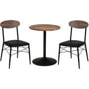 テーブル&チェア3点セット テーブル:Φ60×高さ70cm/チェア:幅45×奥行50×高さ76×座面高42cm LT-4918LBR78BK-S