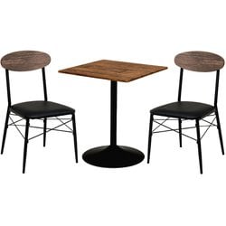 テーブル＆チェア3点セット テーブル：幅60×奥行60×高さ70cm/チェア：幅45×奥行50×高さ76×座面高42cm LT-4919BR78BK-S