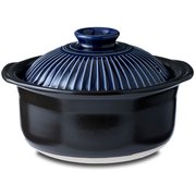 萬古焼 銀峯 菊花 ご飯鍋 「二重蓋」 3合炊き ごはん 土鍋/直火 レンジ オーブン OK/日本製/瑠璃釉 ブルー 46171