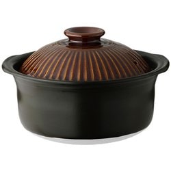 萬古焼 銀峯 菊花 ご飯鍋 「二重蓋」 5合炊き ごはん 土鍋/直火 レンジ オーブン OK/日本製/飴釉 ブラウン 45181