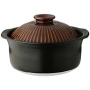 萬古焼 銀峯 菊花 ご飯鍋 「二重蓋」 5合炊き ごはん 土鍋/直火 レンジ オーブン OK/日本製/飴釉 ブラウン 45181