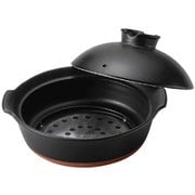 萬古焼 三徳 IH対応 土鍋 9号 3-4人用 直径約28cm/IH・直火対応/日本製/黒 19141