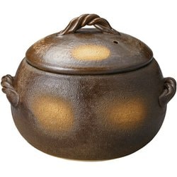 萬古焼 ご飯土釜 釉掛け丸型ご飯釜 3合 直径18.5cm ごはん 土鍋/直火対応/電子レンジ対応/食洗機対応/耐熱陶器/日本製 19122