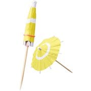 竹製品 飾り串 ピック 10cm 5本組 推し色PICS ミニ傘/天然竹/黄 19017
