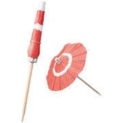 竹製品 飾り串 ピック 10cm 5本組 推し色PICS ミニ傘/天然竹/赤 19019