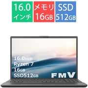 ノートパソコン/FMV AHシリーズ/16.0型 WUXGA/Ryzen7 7735U/メモリ 16GB/SSD 512GB/BDドライブ/Windows11 Home/Office Home and Business 2024/ブライトブラック FMVA53J3B