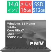 EVO対応モバイルパソコン FMV/UHシリーズ/14.0型 WUXGA/Core Ultra 7 155H/メモリ 16GB/SSD 512GB/Windows 11 Home/Office Home and Business 2024/ピクトブラック FMVU90J3B