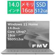 EVO対応モバイルパソコン FMV/UHシリーズ/14.0型 WUXGA/Core Ultra 7 155H/メモリ 16GB/SSD 512GB/Windows 11 Home/Office Home and Business 2024/フロストグレー FMVU90J3H