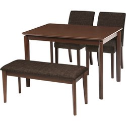 ダイニング4点セット テーブル：幅110×奥行70×高さ70.5cm/チェア：幅43×奥行57×高さ81×座面高44cm/ベンチ：幅93.5×奥行35.5×高さ44cm VDS-7301DBBR-4S