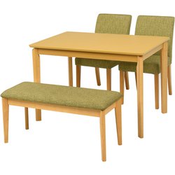 ダイニング4点セット テーブル：幅110×奥行70×高さ70.5cm/チェア：幅43×奥行57×高さ81×座面高44cm/ベンチ：幅93.5×奥行35.5×高さ44cm VDS-7301NAGR-4S