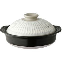 萬古焼 銀峯 菊花 土鍋 8号 2人用/直火 レンジ オーブンOK/日本製/粉引 ホワイト 41081