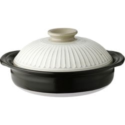 萬古焼 銀峯 菊花 土鍋 9号 3-4人用/直火 レンジ オーブンOK/日本製/粉引 ホワイト 41091