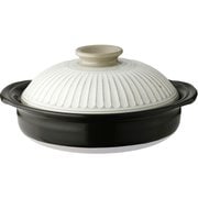 萬古焼 銀峯 菊花 土鍋 9号 3-4人用/直火 レンジ オーブンOK/日本製/粉引 ホワイト 41091