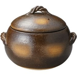 萬古焼 ご飯土釜 釉掛け丸型ご飯釜 5合 直径21cm ごはん 土鍋/直火対応/電子レンジ対応/食洗機対応/耐熱陶器/日本製 19123