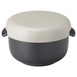 萬古焼 丸型 おひつ器 小 （約1合） ブラック/グレー 18599