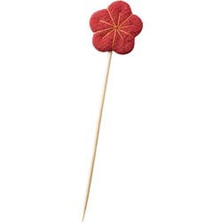 竹製品 飾り串 ピック 13cm 3本組 推し色PICS ちりめんピック梅/天然竹/日本製/赤 19020