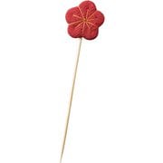 19020 [竹製品 飾り串 ピック 13cm 3本組 推し色PICS ちりめんピック梅/天然竹/日本製/赤]