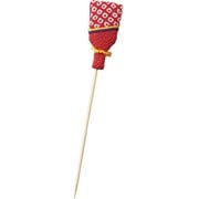 竹製品 飾り串 ピック 13cm 3本組 推し色PICS ちりめんピック羽子板/天然竹/日本製/赤 19022