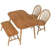 ダイニング4点セット テーブル:幅120×奥行75×高さ70cm/チェア:幅47×奥行52×高さ88×座面高42cm/ベンチ:幅91×奥行44×高さ40cm BT-8626-24-25-LBR-4S