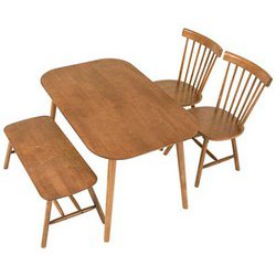 ダイニング4点セット テーブル：幅120×奥行75×高さ70cm/チェア：幅50×奥行55×高さ85×座面高42cm/ベンチ：幅91×奥行44×高さ40cm BT-8626-42-25-LBR-4S