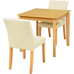 ダイニング3点セット テーブル：幅75×奥行75×高さ70.5cm/チェア：幅43×奥行57×高さ81×座面高44cm VDS-7301NAPW-3S