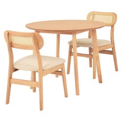 ダイニング3点セット テーブル：幅90×奥行90×高さ70cm/チェア：幅46.5×奥行54.5×高さ76×座面高42cm SH-8640LNT54NA3S