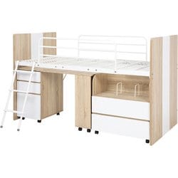 システムベッド ベッド：幅102×奥行203×高さ119×床面高82cm/デスク：幅120×奥行55×高さ72cm/ワゴン：幅75×奥行41×高さ72cm RB-1620S-NA