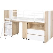 システムベッド ベッド:幅102×奥行203×高さ119×床面高82cm/デスク:幅120×奥行55×高さ72cm/ワゴン:幅75×奥行41×高さ72cm RB-1620S-NA