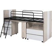 システムベッド ベッド:幅102×奥行203×高さ119×床面高82cm/デスク:幅120×奥行55×高さ72cm/ワゴン:幅75×奥行41×高さ72cm RB-1620S-GY