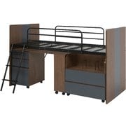 RB-1620S-BR [システムベッド ベッド：幅102×奥行203×高さ119×床面高82cm/デスク：幅120×奥行55×高さ72cm/ワゴン：幅75×奥行41×高さ72cm]