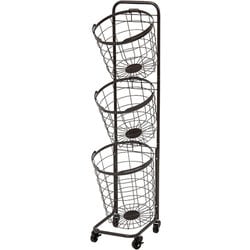 3段ランドリーラック（丸型） 幅34.5×奥行39×高さ124cm KR-3973DBR