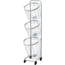 3段ランドリーラック（丸型） 幅34.5×奥行39×高さ124cm KR-3973GY