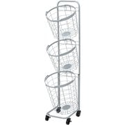 KR-3973GY [3段ランドリーラック（丸型） 幅34.5×奥行39×高さ124cm]