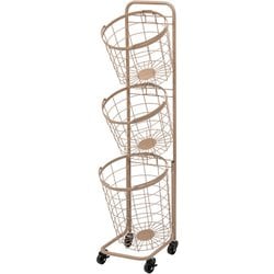 3段ランドリーラック（丸型） 幅34.5×奥行39×高さ124cm KR-3973LT