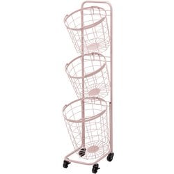 3段ランドリーラック（丸型） 幅34.5×奥行39×高さ124cm KR-3973PI