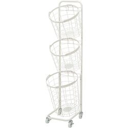 3段ランドリーラック（丸型） 幅34.5×奥行39×高さ124cm KR-3973WH