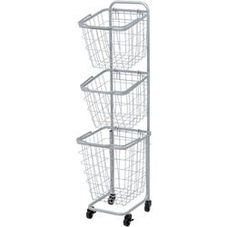 3段ランドリーラック（角型） 幅33×奥行39×高さ124cm KR-3971GY