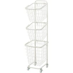 3段ランドリーラック（角型） 幅33×奥行39×高さ124cm KR-3971WH