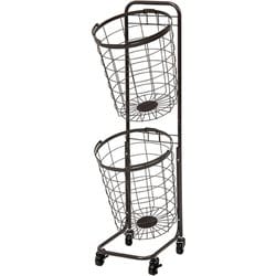 2段ランドリーラック（丸型） 幅34.5×奥行39×高さ108cm KR-3972DBR